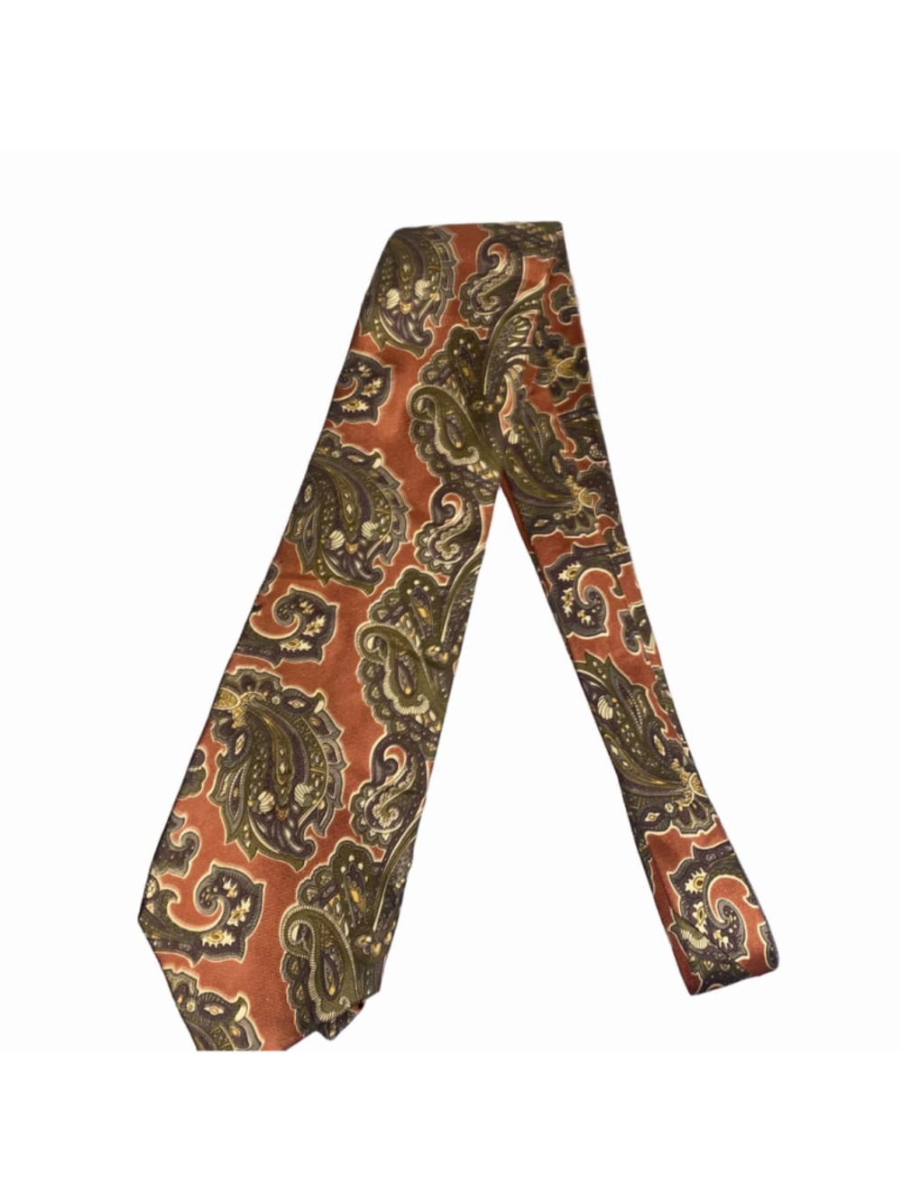 Men's Vintage Christian Dior Paisley Tie, One Size, Orange and Purple